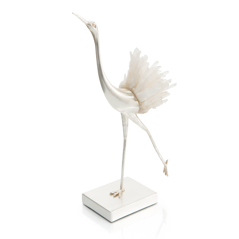 Quartz Egret Stretching Figurine