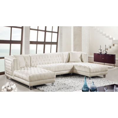 Canapé modulaire large en velours Moda de 127 po de largeur Moda