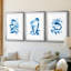 Blue Breeze I - reproduction encadrée sur mesure de qualité supérieure mate - 3 pièces-891318614-891318602