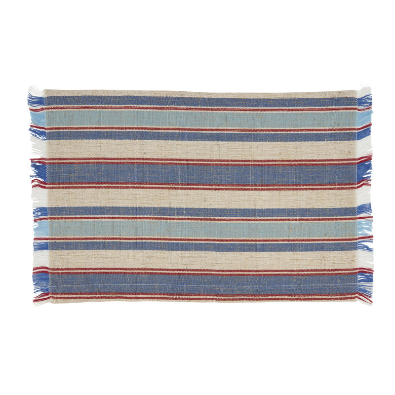 Everyday Plaid Placemat and Napkin Set, Red/White/Blue