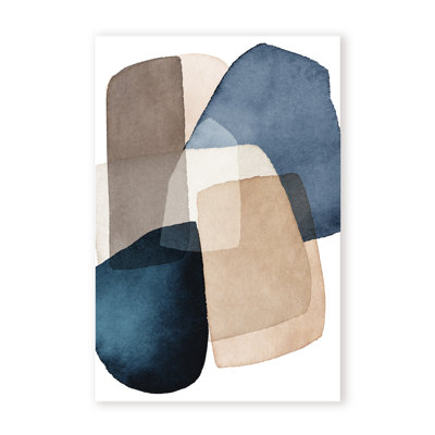 Abstract Blue Brown Blocks by  - Picture Frame Painting on Paper