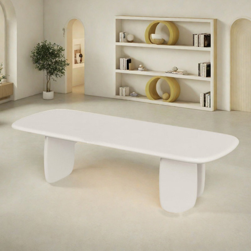 Table de salle à manger écologique de style crème, H 29,52 po x L 78,74 po x l 31,49 po