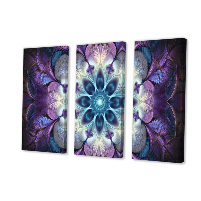 Mandala cosmique en mauve mystique - ensemble d'art mural sur toile Boho Mandala, H 40 po x l 60 po x P 1 po