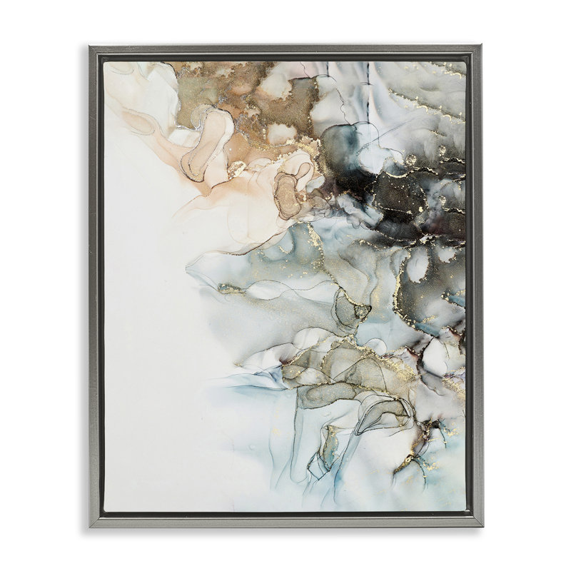 Art mural sur toile Glam & Neutral Abstraction Floater, Cadre flottant gris lustré, H 31 po x l 25 po
