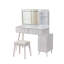 Meuble-lavabo moderne avec lumières DEL et miroir, ensemble de coiffeuse 4 tiroirs avec tabouret, luminosité à intensité variable de 3 couleurs, peu encombrant pour la chambre à coucher-750418476