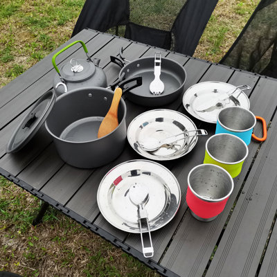 Camping Cookware Set, 20Pcs Outdoors Camping Pot Set Portable Aluminum Cookware Set