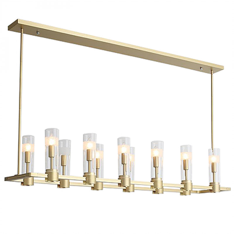 Lustre rectangulaire pour îlot de cuisine double ou simple Light Chamont, Bronze antique clair, Fumée