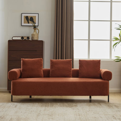 Revêtement orange 78 pouces 3 avec 3 coussins, idéal pour le salon, la chambre à coucher, un appartement - installation facile, 78 pouces de long, coussins confortables