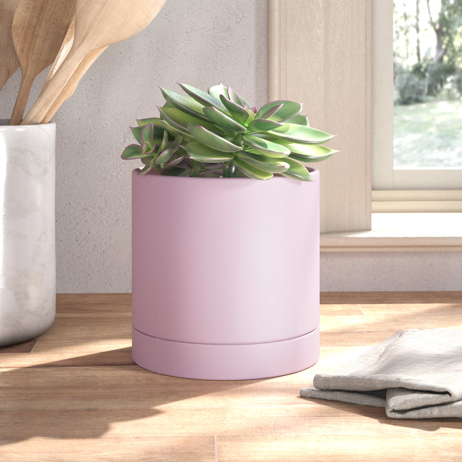 Carlotta 12" Ceramic Pot Planter, 5.75" H x 5" W x 5" D, Purple