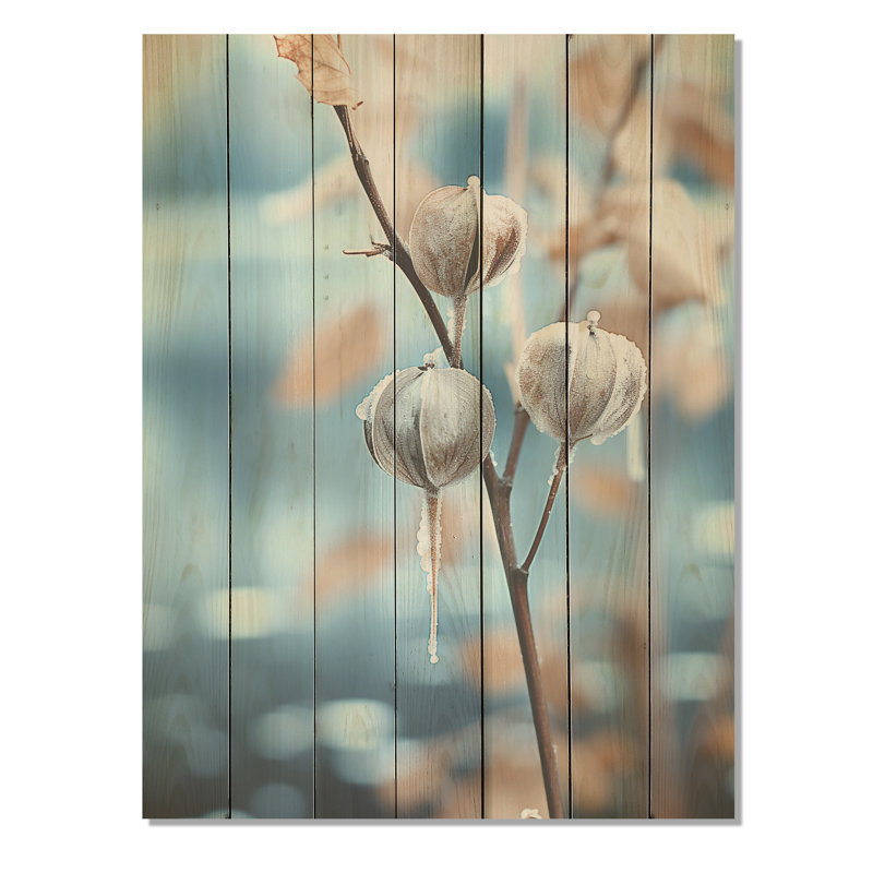 Chardons blancs et bleus - chardon sur bois, H 20 po x l 10 po