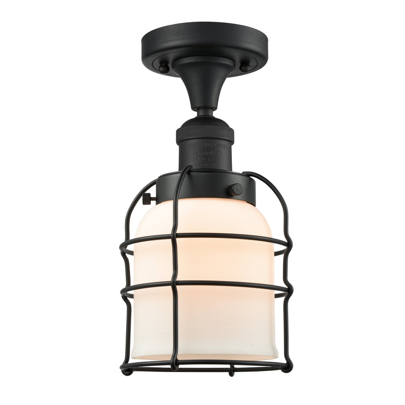 Plafonnier semi-encastré 1 lumière 6 po Shaun, Boîtier blanc mat, DEL, Noir mat