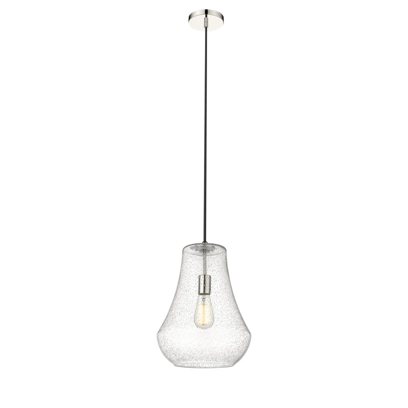 Luminaire suspendu en forme de cloche à 1 lumière Akerra, DEL, Nickel poli, H 136 po x l 11,75 po x P 11,75 po