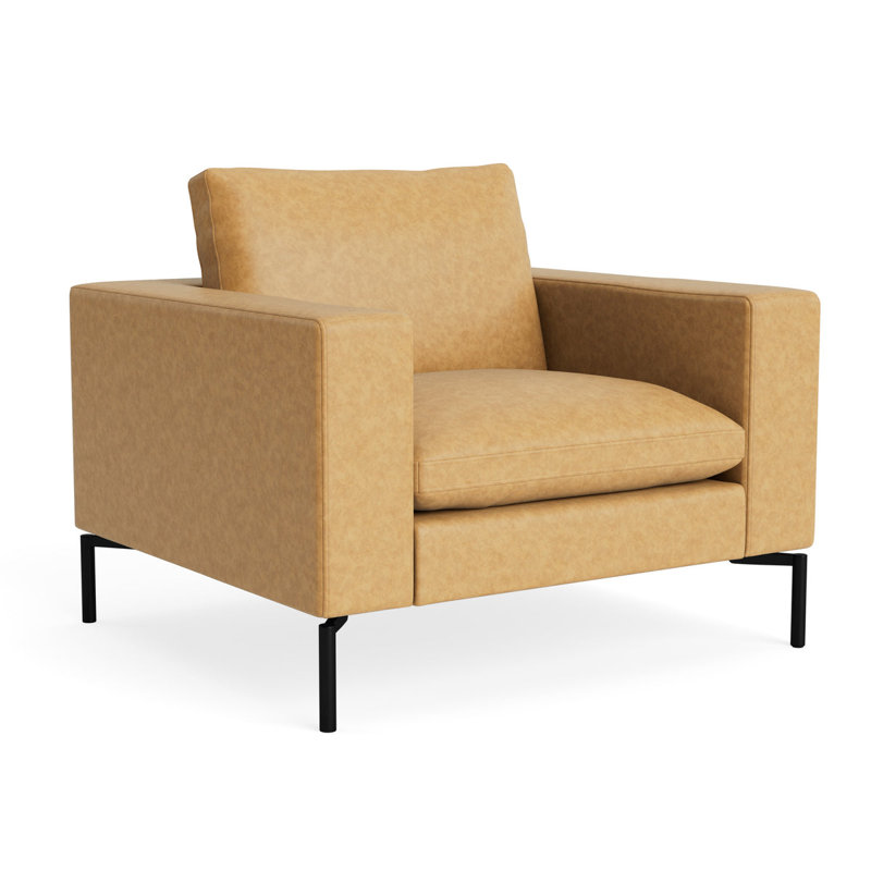 MTO - La nouvelle chaise longue standard avec pieds noirs, Cuir de chameau