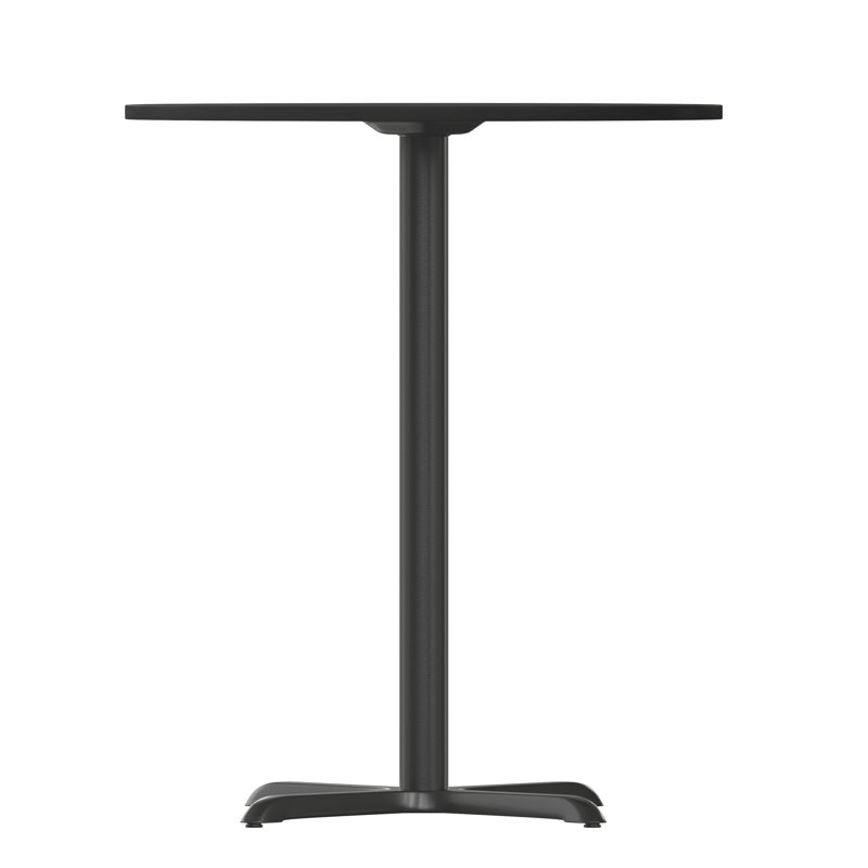 Carrus Round Laminate Table Top with Height Table Base, Black, 43.13" H x 30" W x 30" D
