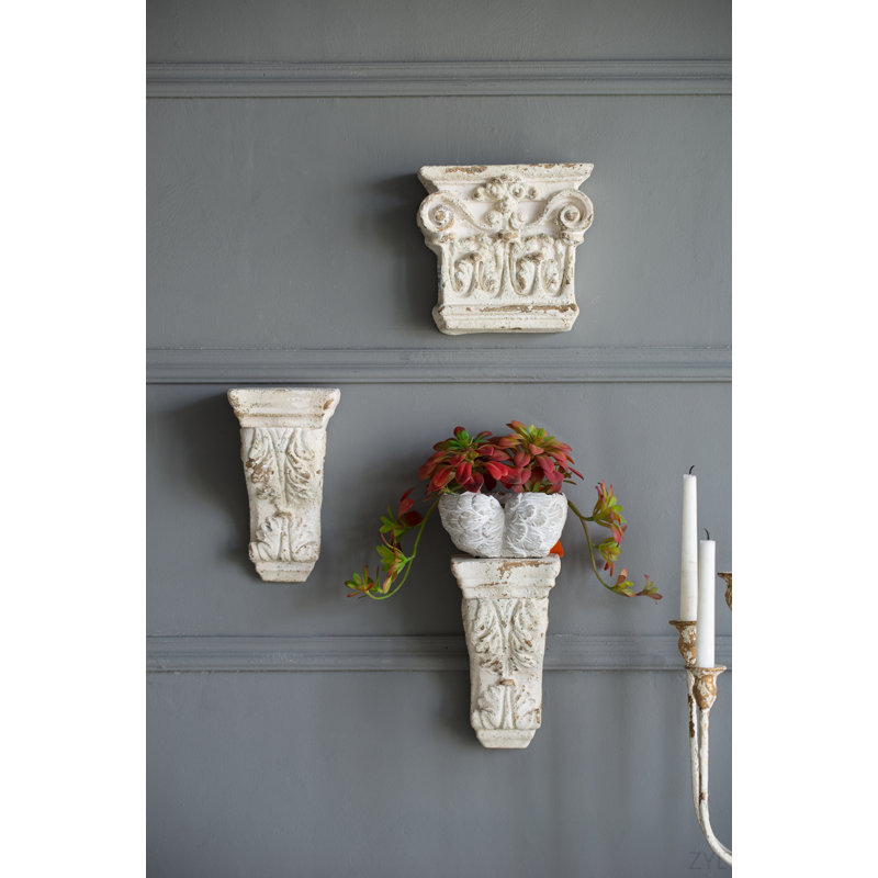 Tablette murale 8,1 po x 2,8 po x 7,9 po blanc antique