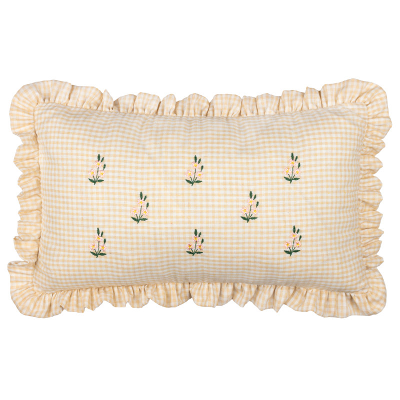 Les Petite Fleurs Floral Beige Rectangular Cushion, Polyester