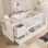 Lit de bébé convertible en lit de jour avec tiroirs, lit de bébé 2 en 1 avec garde-corps en bois massif