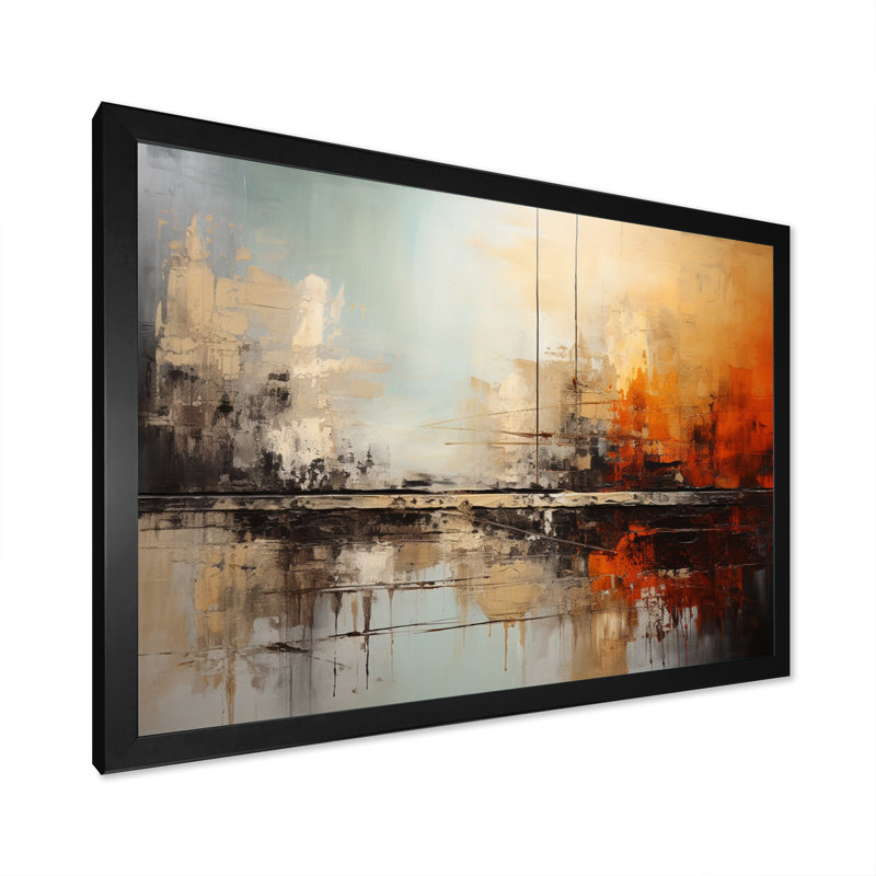 Teal Orange Bold Energy II - Print, 34" H x 44" W x 1.5" D, Black Single Picture Framed