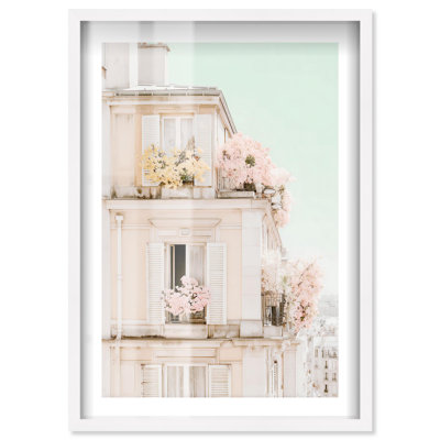 «Sugared Balconies Shadowbox», reproduction de photos de voyage par Notoriart, cadre blanc, 21 x 31