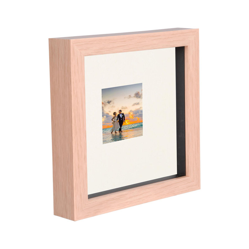 Shadow Box Picture Frame with Mat,  Light Brown/Ivory 