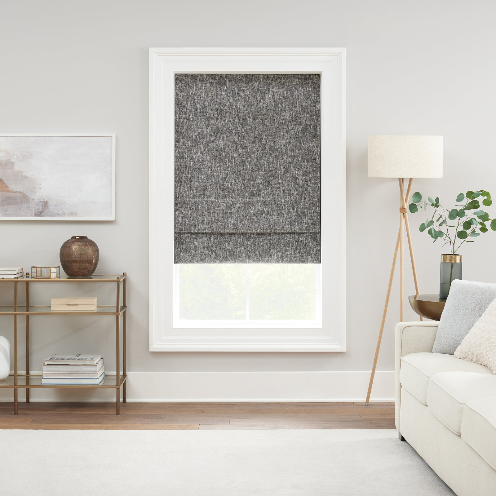 Eclipse Drew Blackout Roman Shade, Charcoal, 31"W x 64"L