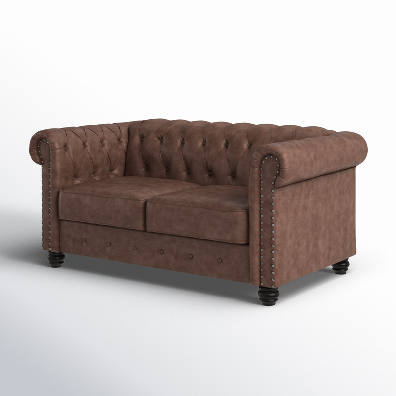 Leite Upholstered 61'' Loveseat, Brown Leather like Fabric