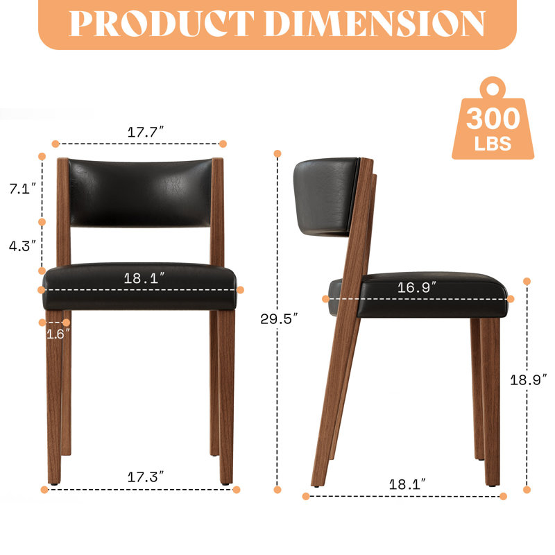  Ensemble de 2 chaises de salle à manger en cuir PU avec pieds en bois de pin Mendivil, 2