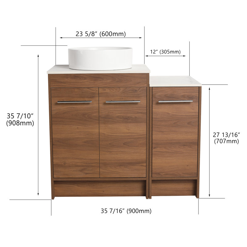 Meuble-lavabo simple 35,46 po avec comptoir en céramique