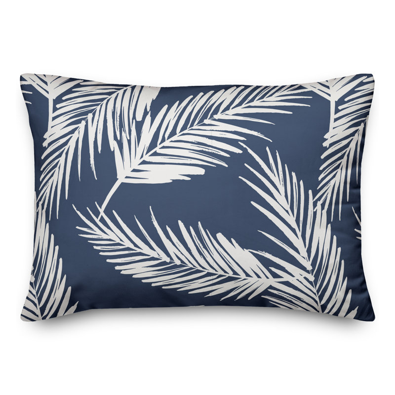 Nature Palm Rectangular Pillow Cover & Insert, Navy