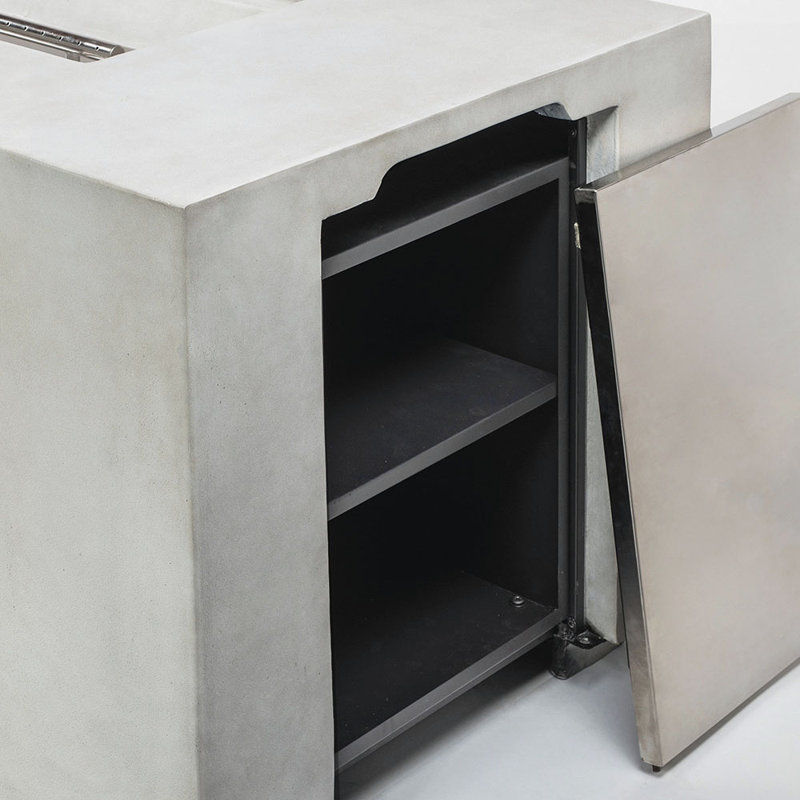 Table de foyer d'extérieur au propane en béton avec couvercle H 23,7 po x l 70,2 po Tyshaun, Gris clair