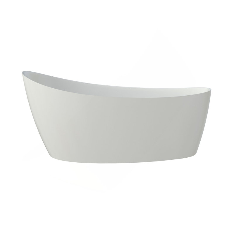 Baignoire de trempage à surface solide 65 po, baignoire autoportante profonde, Matte White, Center