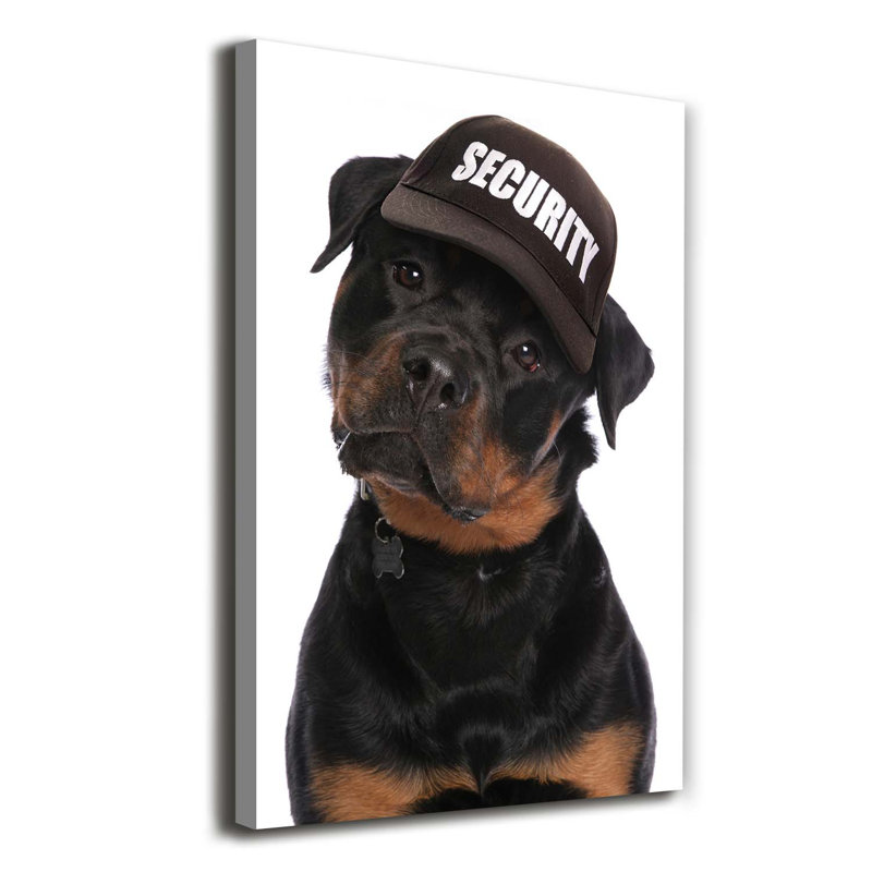Rottweiler in A Hat 1 Piece Wrapped Canvas Wall Art