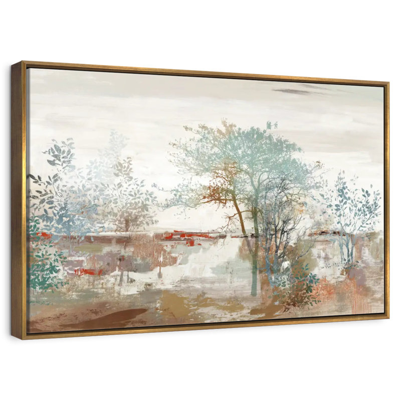 Automne silencieux, Cadre flottant doré, 31 po x 21 po