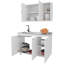 Ensemble d'armoires de cuisine Elica avec rangement supérieur et inférieur, 4 portes et tablettes ouvertes