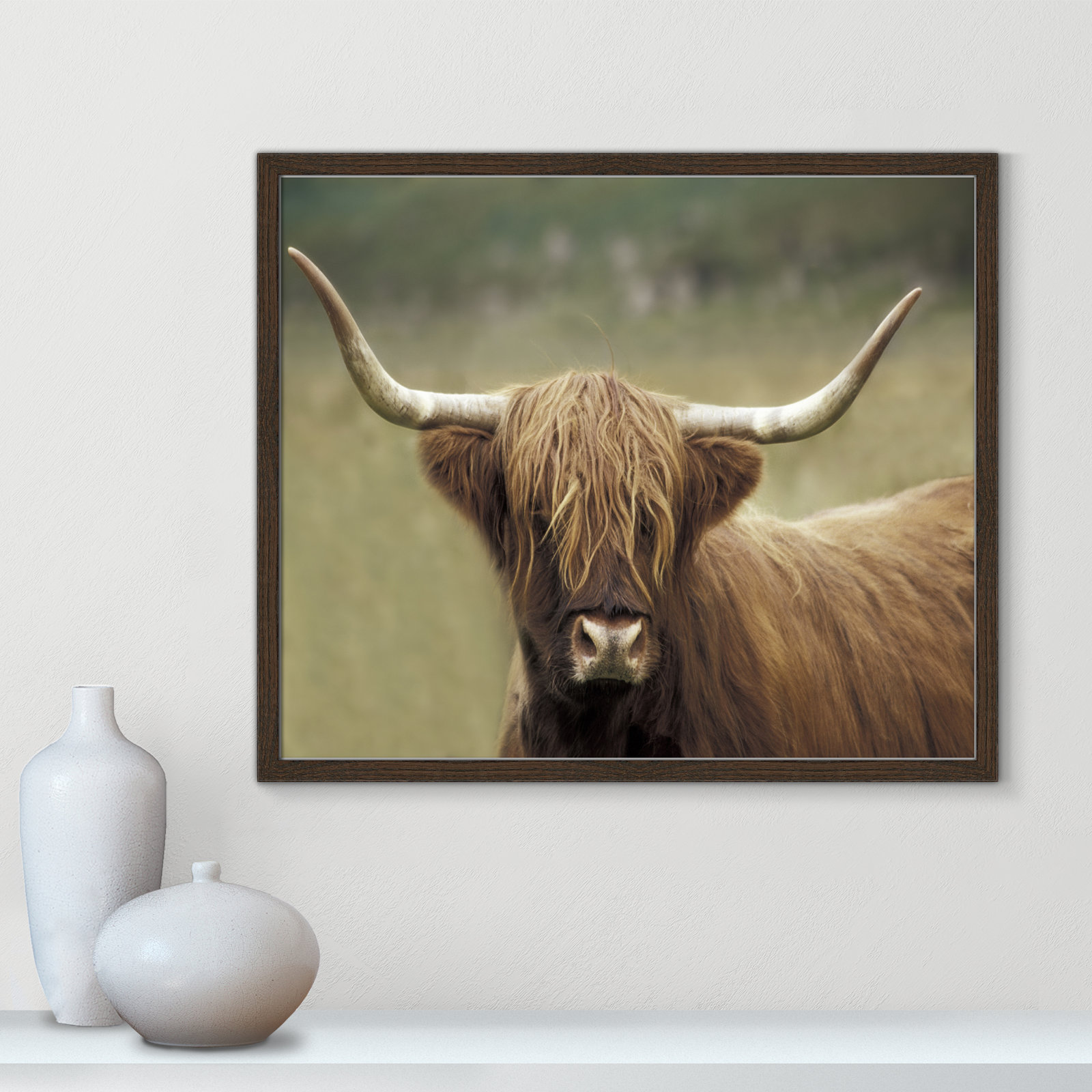 Frederic "Highland Afternoon" Print, 21.5" H x 25.5" W x 0.75" D, Walnut Wood Grain Framed
