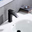Robinet de lavabo de salle de bain à poignée simple avec bec cascade et bonde escamotable pour éviers à débordement, acier inoxydable noir mat à haute résistance à la corrosion, contrôle du contrôle de la température du débit d'eau,-121675749