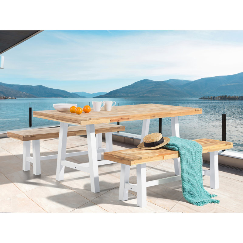 Tinna Solid Wood Acacia Outdoor Bench, White