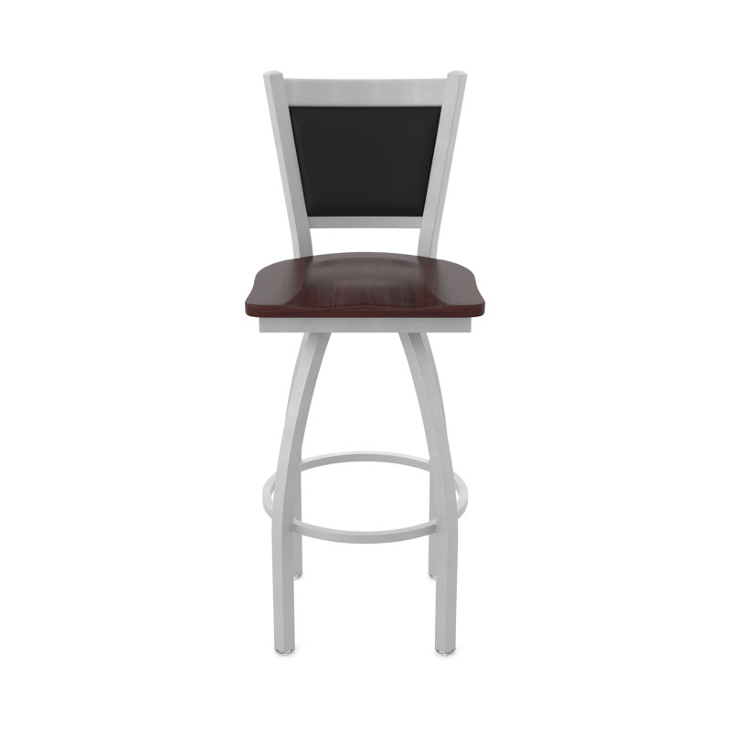 Tabouret pivotant Hadleigh, Érable cerisier foncé, Nickel anodisé, Tabouret de bar (siège d’une hauteur de 30 po)