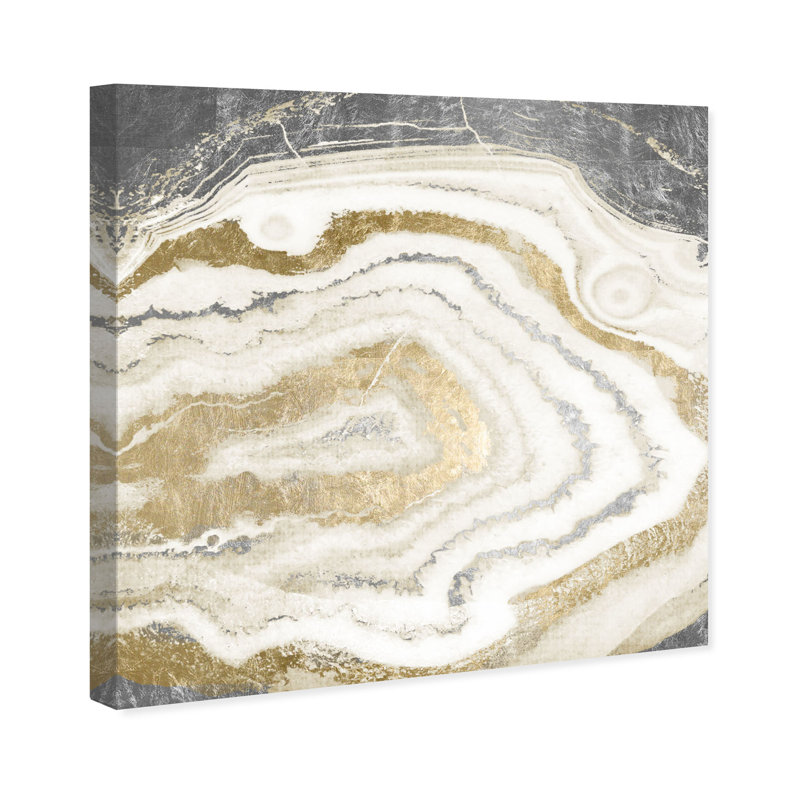 «Abstract Silver Gold Agate Geode Crystals», reproduction d'art graphique sur toile, H 30 po x l 30 po x P 1,5 po
