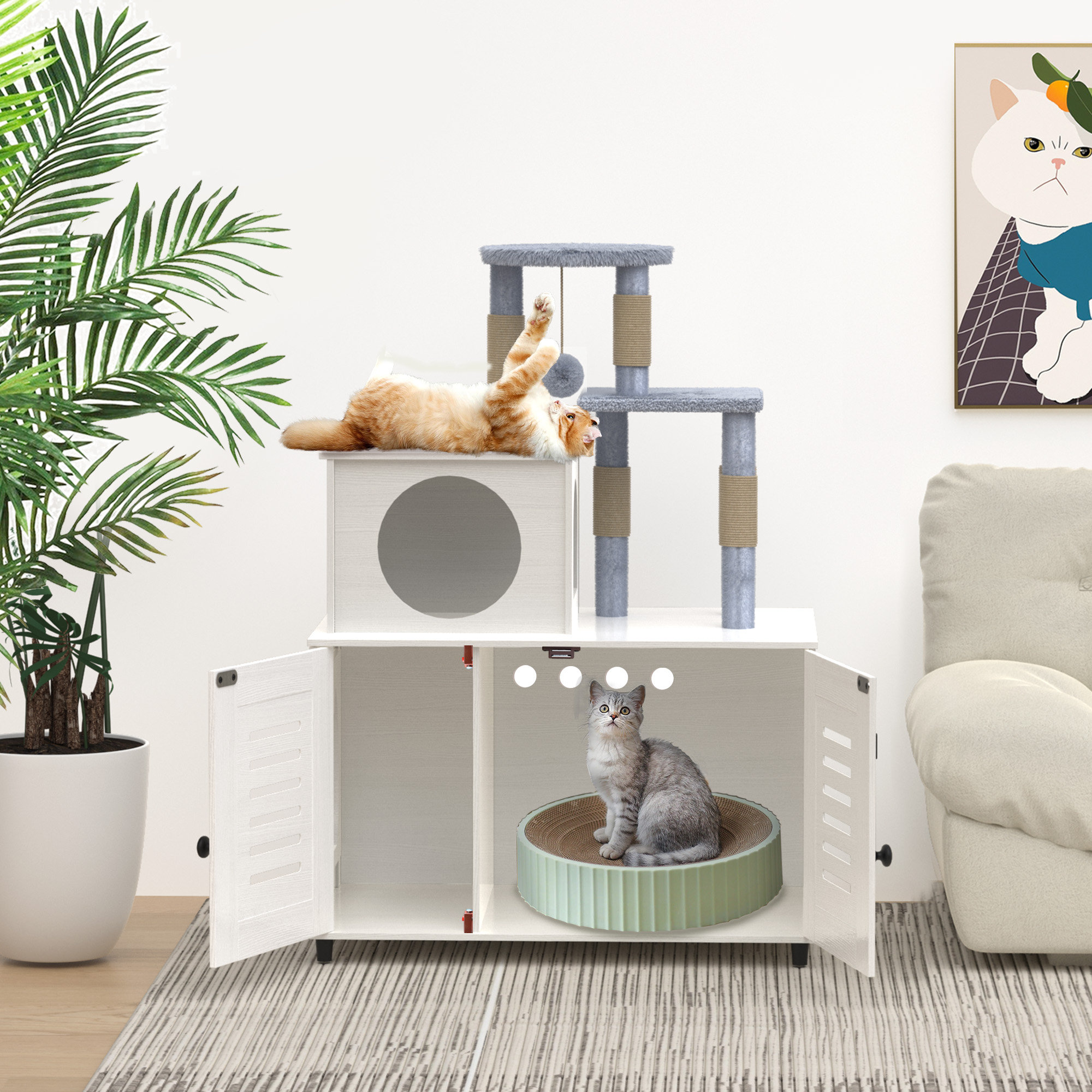 Tucker Murphy Pet™ Litter Box Enclosure With Cat Tree, Hidden Cat