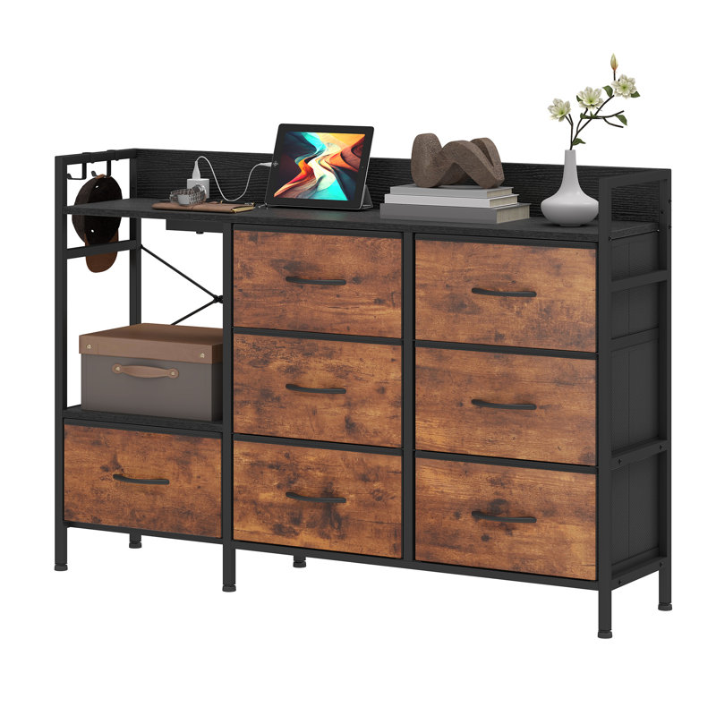 7 Drawer Chest of Drawers, Brown/Black
