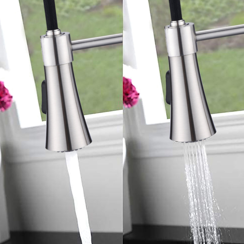 Brushed Nickel Kitchen Faucet - And Easy To Maintain 360 Degree Swivel Function For Versatile Sink Use With Deck Plate Spot Efficient
