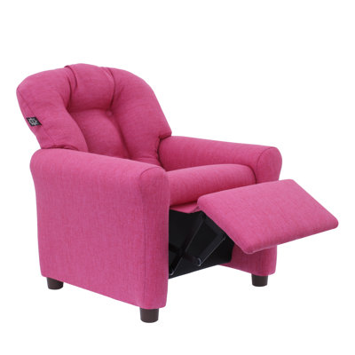 Traditional Kids Recliner Linen, Magenta