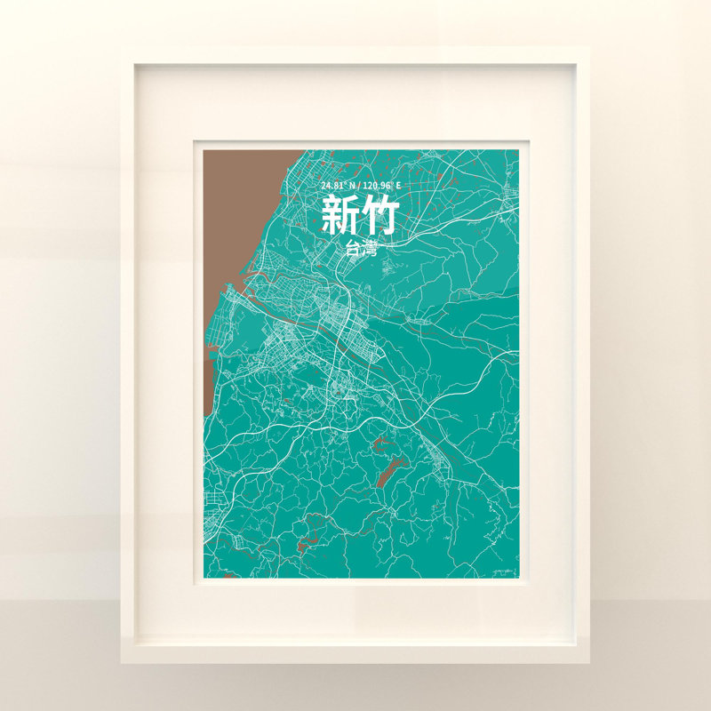 Hsinchu (chinois traditionnel), impression sur toile tendue, Vert / brun