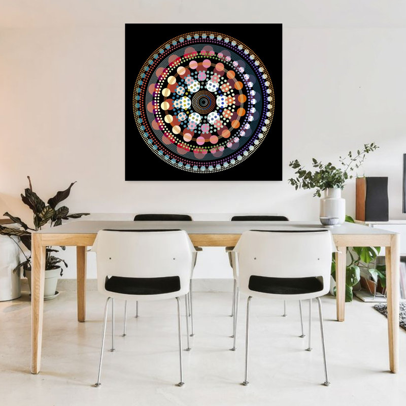 Art contemporain abstrait géométrique coloré, H 36 po x l 36 po