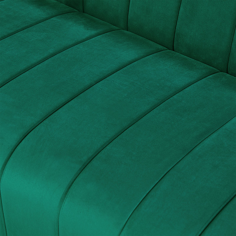 Canapé en velours de luxe Foxy avec bordure en laiton, l 87 po, entièrement assemblé, Vert
