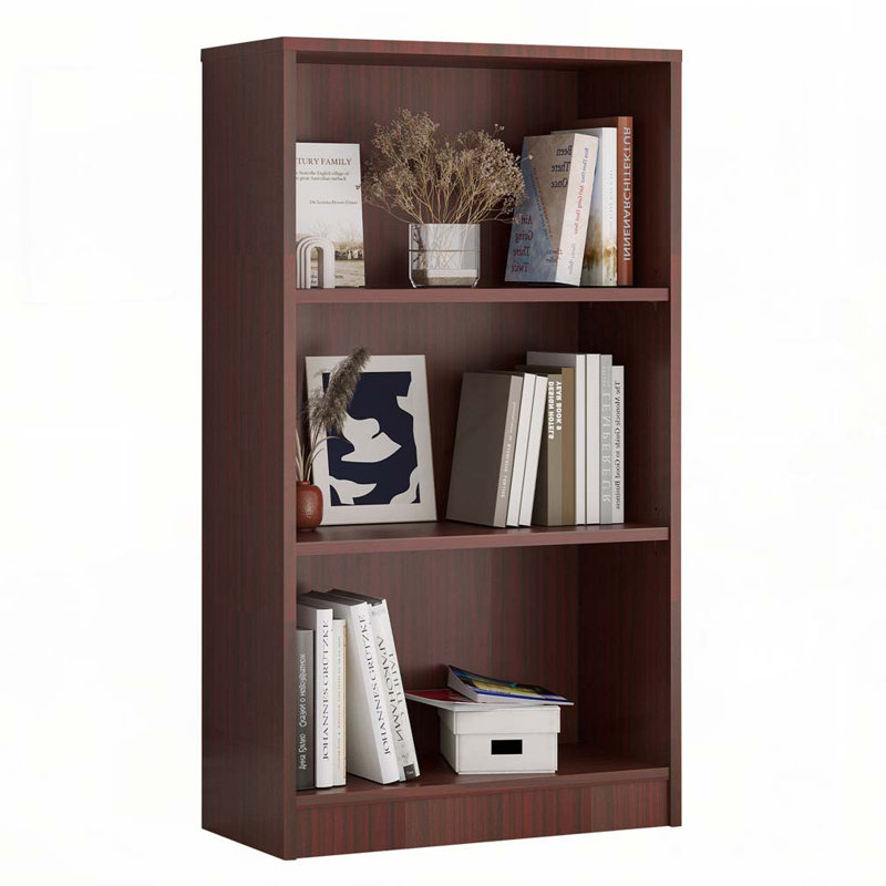 Bibliothèque blanche à 3 tablettes, Acajou