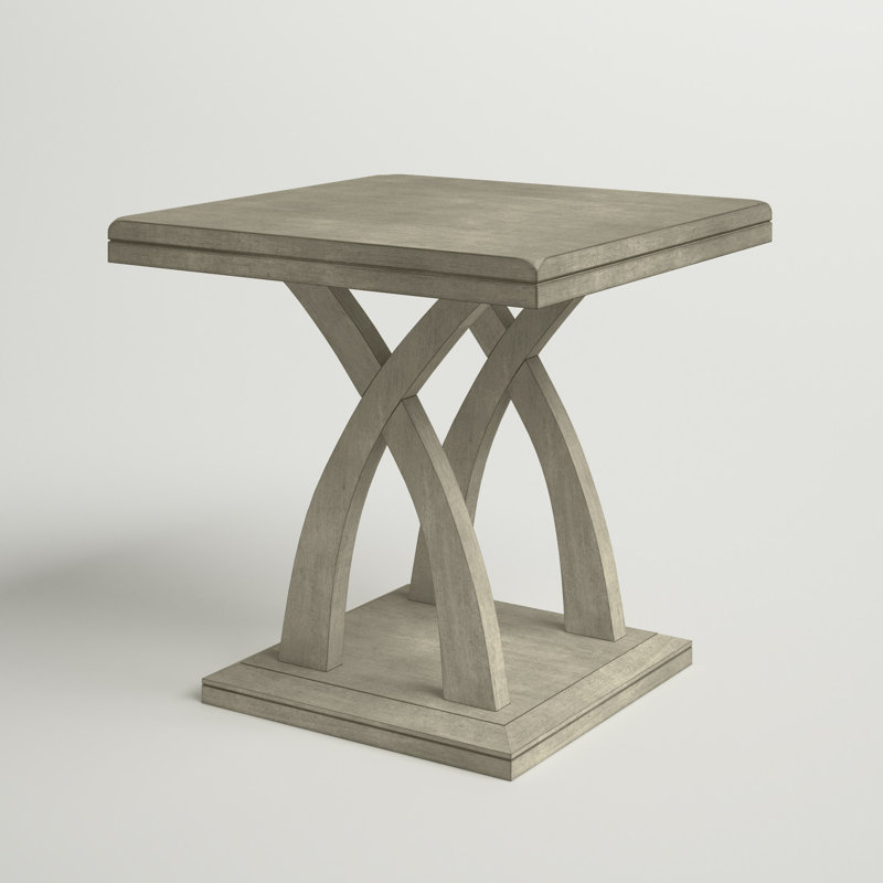 Almeta Solid Wood Top End Table, Light Gray