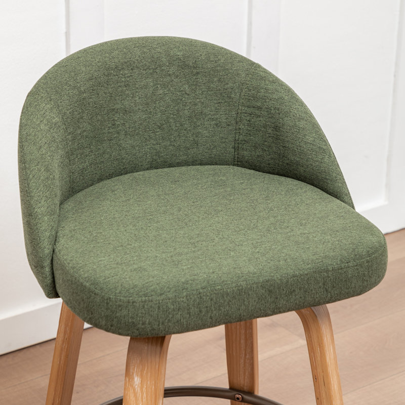 Tabourets de bar pivotants en velours Louise, Vert, Counter Stool (25.39" Seat Height)