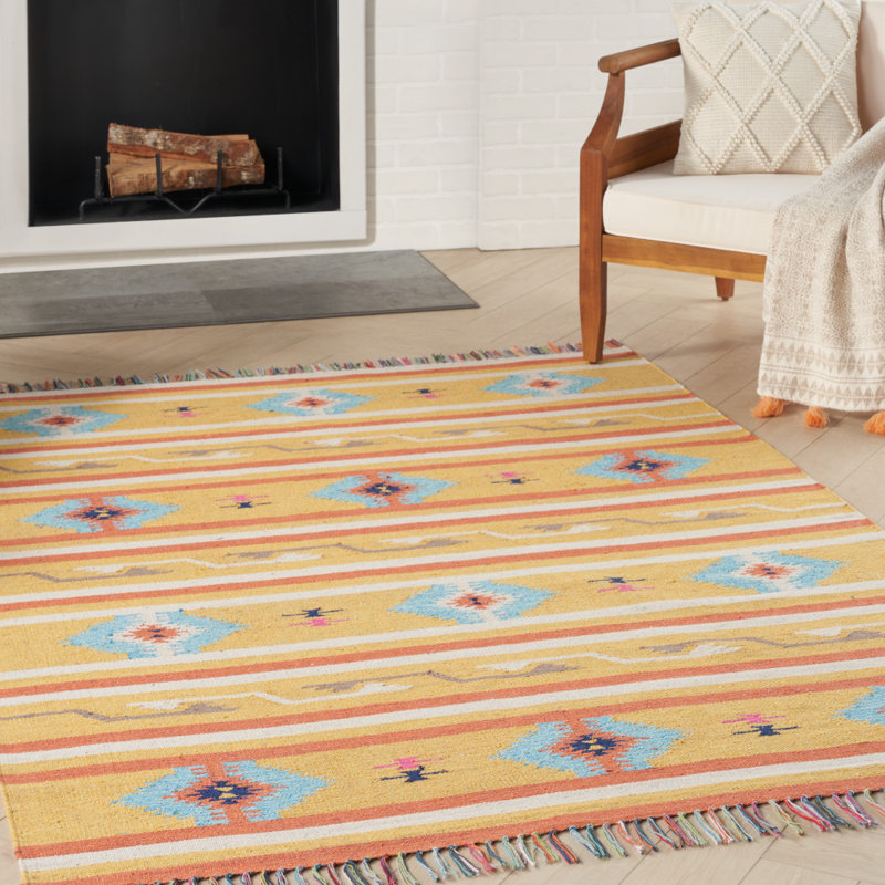Clarkton Performance Cotton Ikat Indoor Rug, Rectangle 6'6" x 9'6"